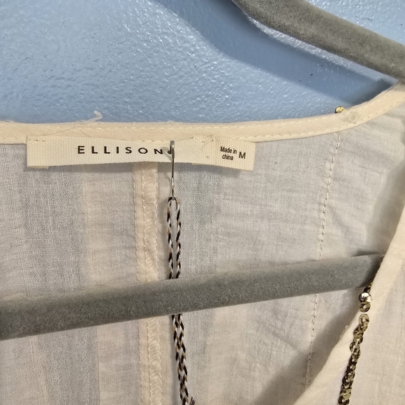 Ellison Boho Sequin Blouse M Cream Nwt - Picture 5 of 8